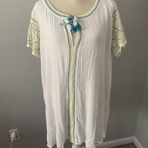 Francescas Embroidered Dress Size Large White New
